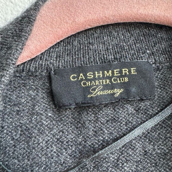 Charter Club 100% Cashmere Gray Open Front Cardigan Duster Size 1X - Picture 6 of 10